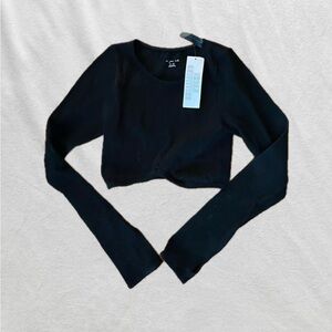 Urban Outfitters Black Ribbed Long Sleeve Crop Top